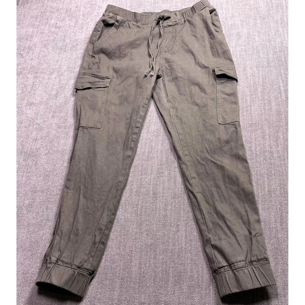 Almost Famous Cargo Jogger Pants Womens XL Olive Green Tapered Leg Camping Skate